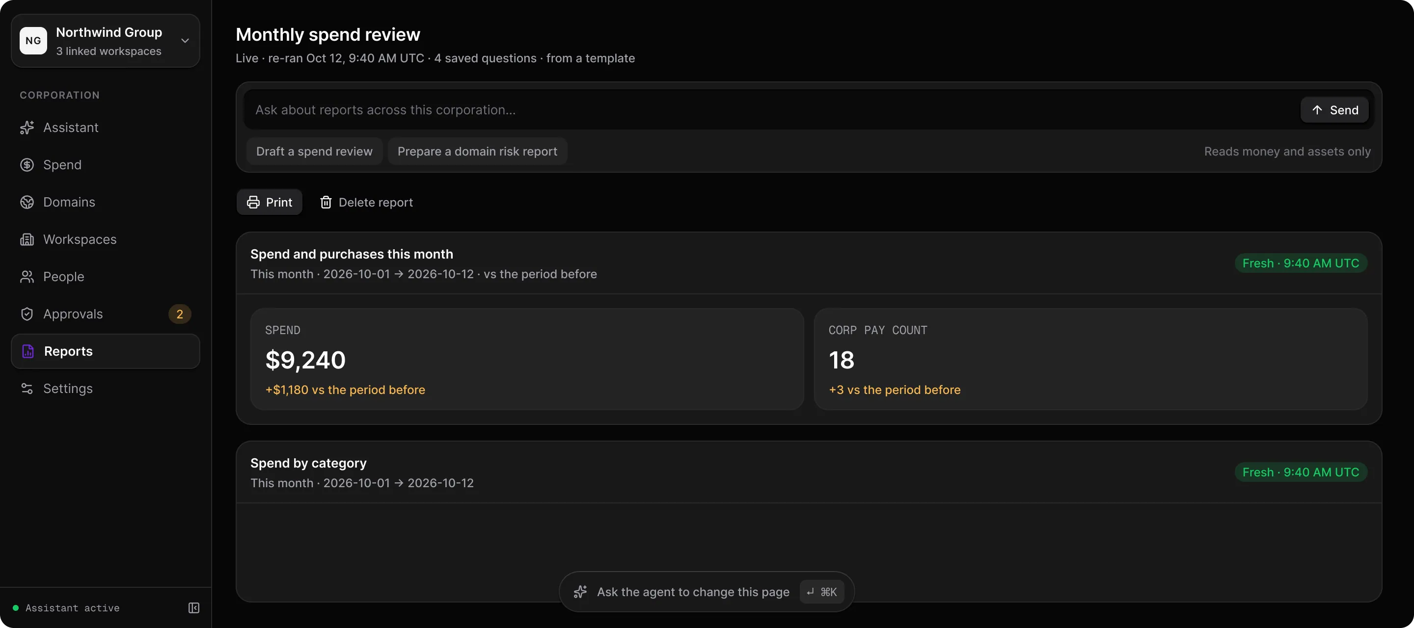 Run reports — Read, print or delete a live report