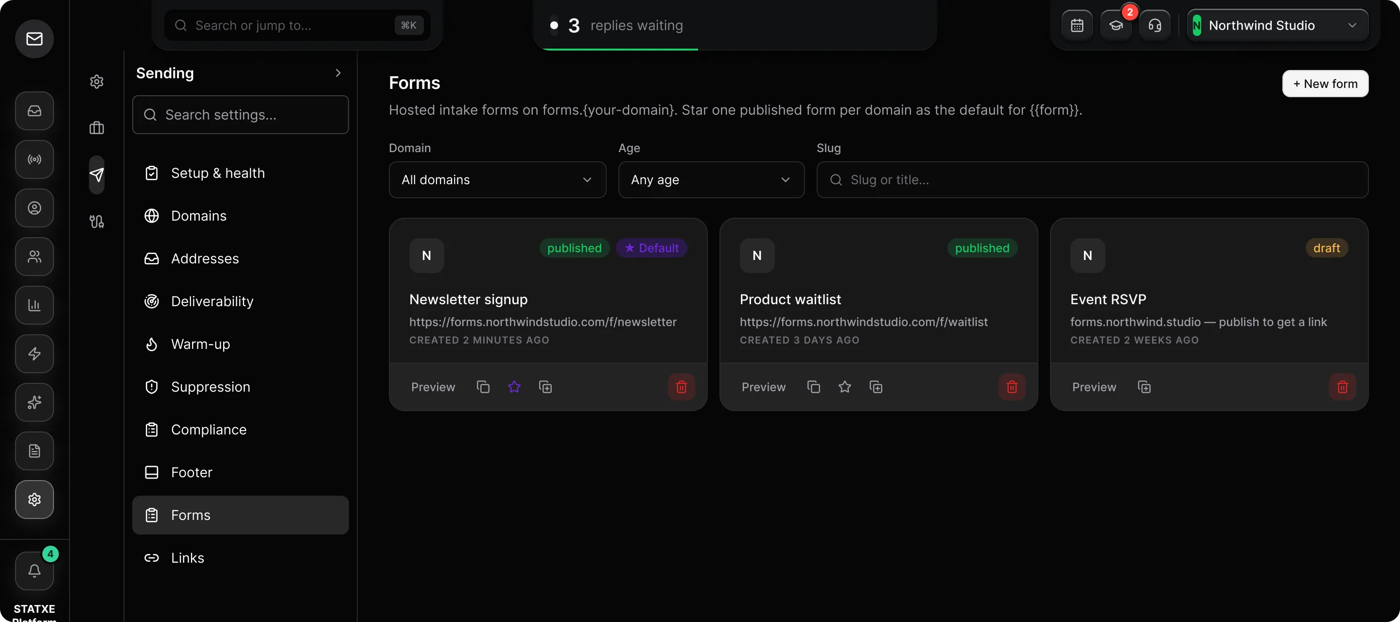 Create a signup form — Share it and pick the default