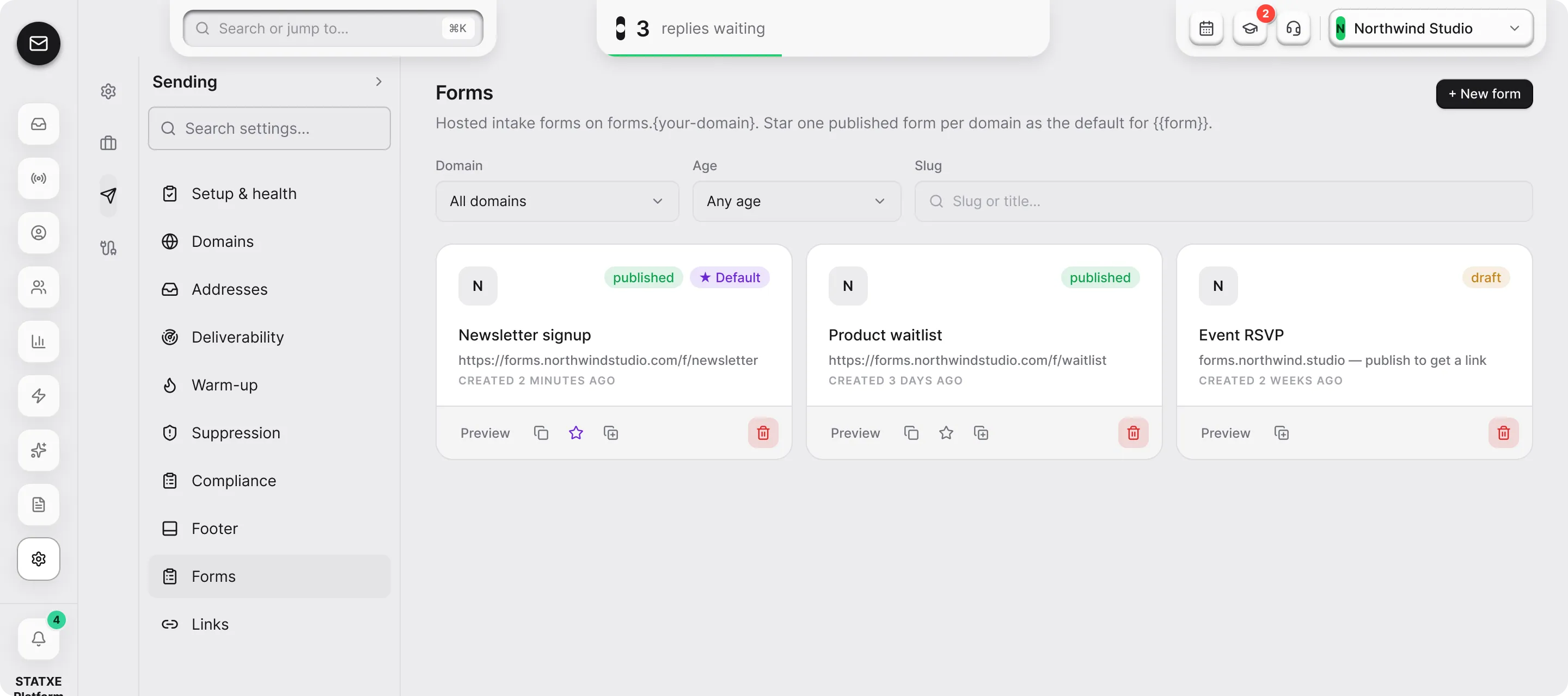 Create a signup form — Share it and pick the default