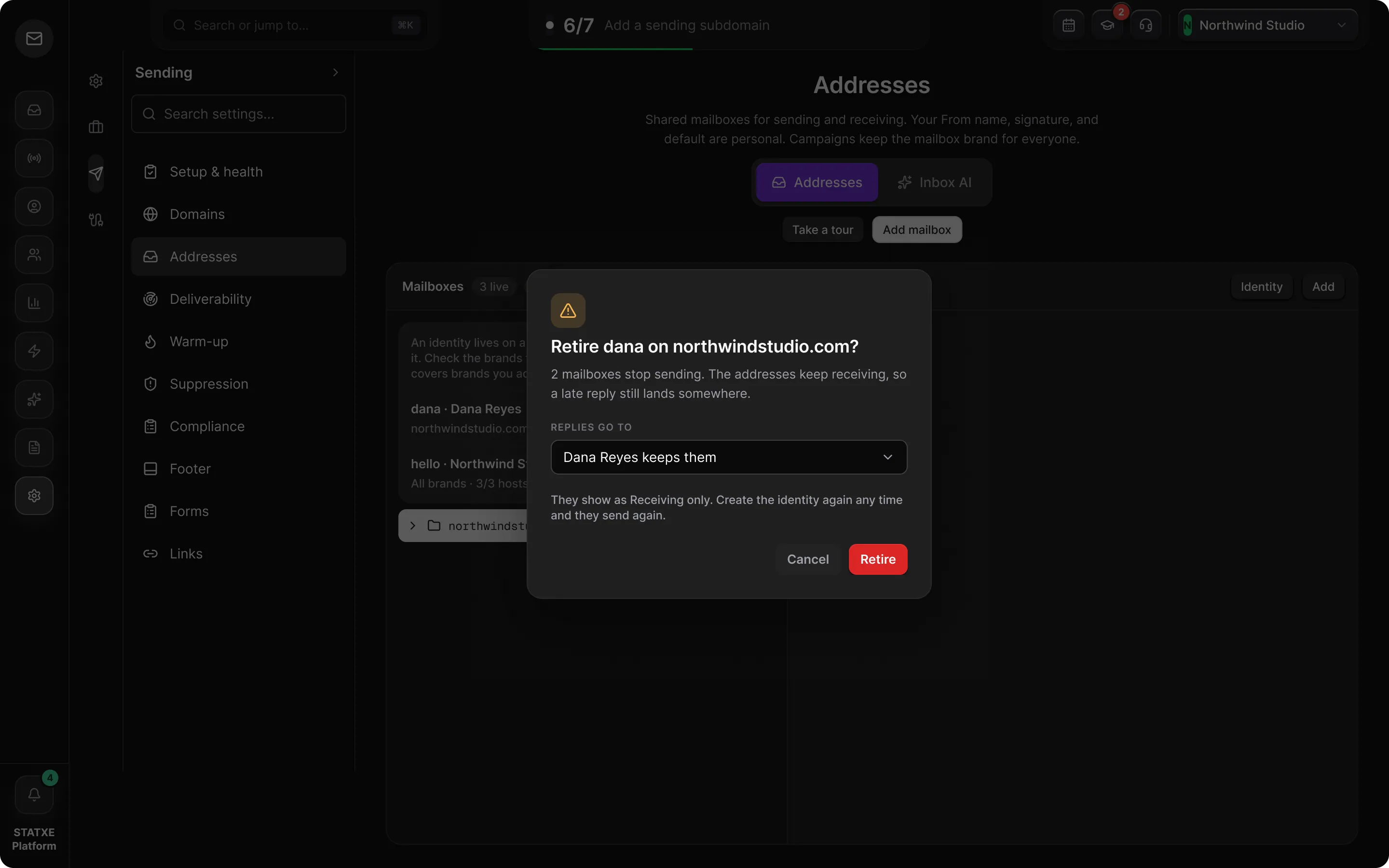 Set up sender identities — Retire it without losing replies